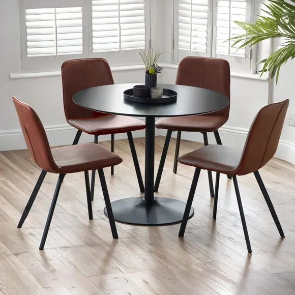 Nero 4 Seater Round Dining Table, 100cm 5