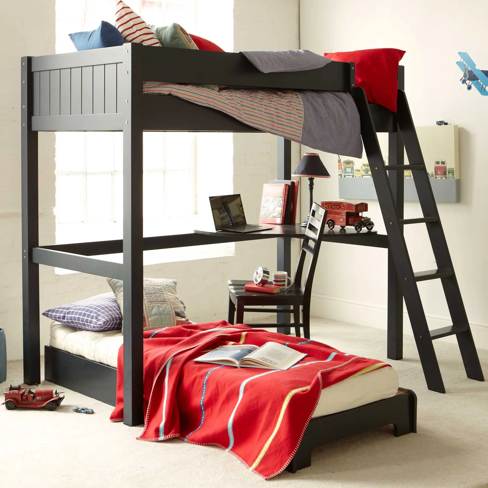 Pippin Childrens Highsleeper with Futon And Corner Desk