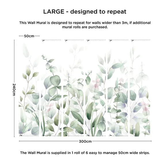 Watercolour Leaves Wall Mural 3