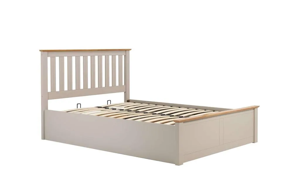 Birlea King Size Ottoman Bed Grey Aspen Wood Frame Storage 5FT Oak Solid 5
