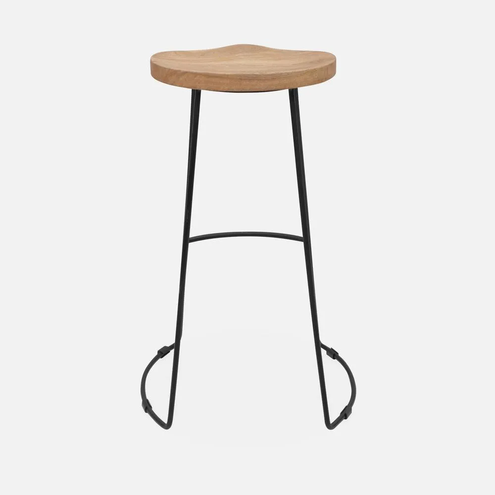 sweeek Pair Of Industrial Metal & Wooden Bar Stools in Light Brown 4