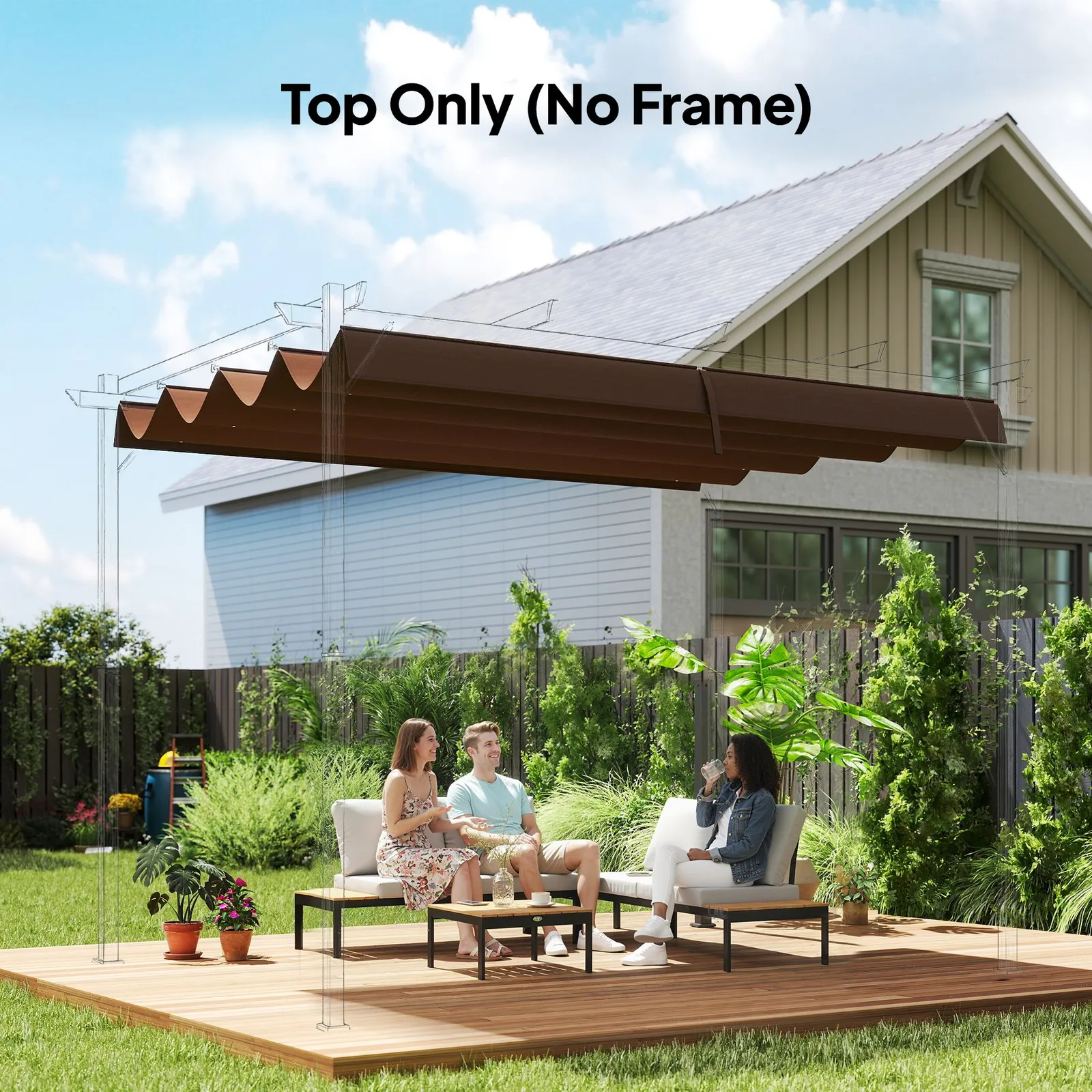 OUTSUNNY 2.86 x 2.45 m Pergola Cover Replacement for 3x2 m Frame in Brown