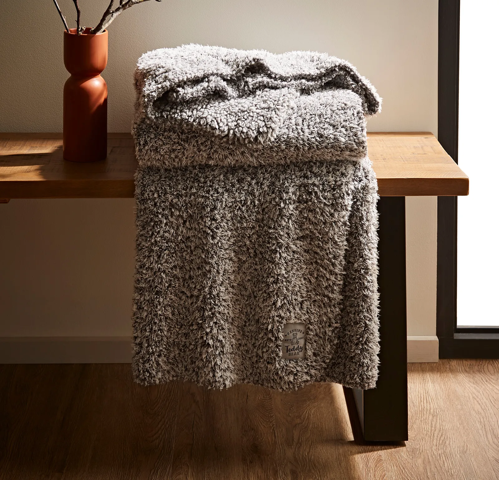 Teddy Bear Soft Marl Throw Grey
