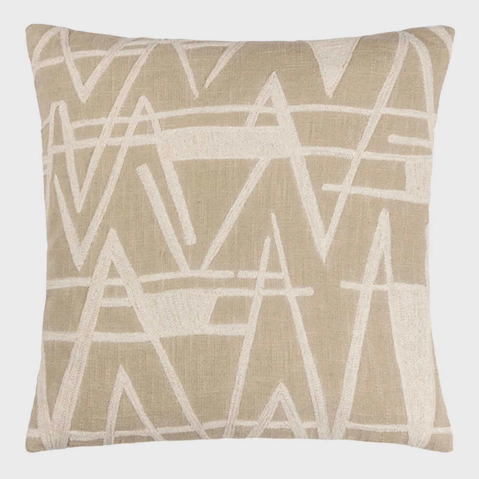 Brittany Geometric Cushion, Square, Neutral Cotton | Barker & Stonehouse