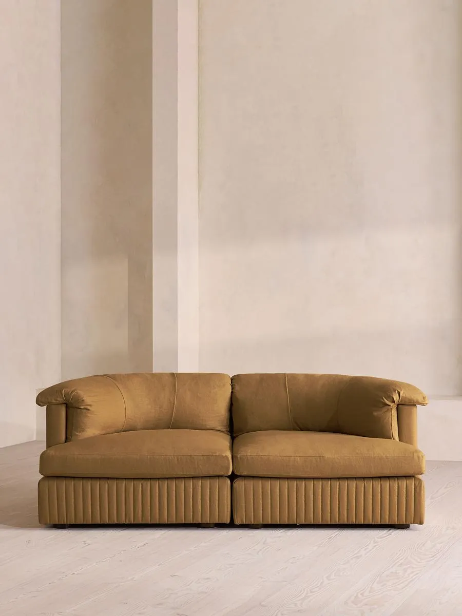 Oona Deep Sit Modular Sofa, Three Seater, Linen, Ochre