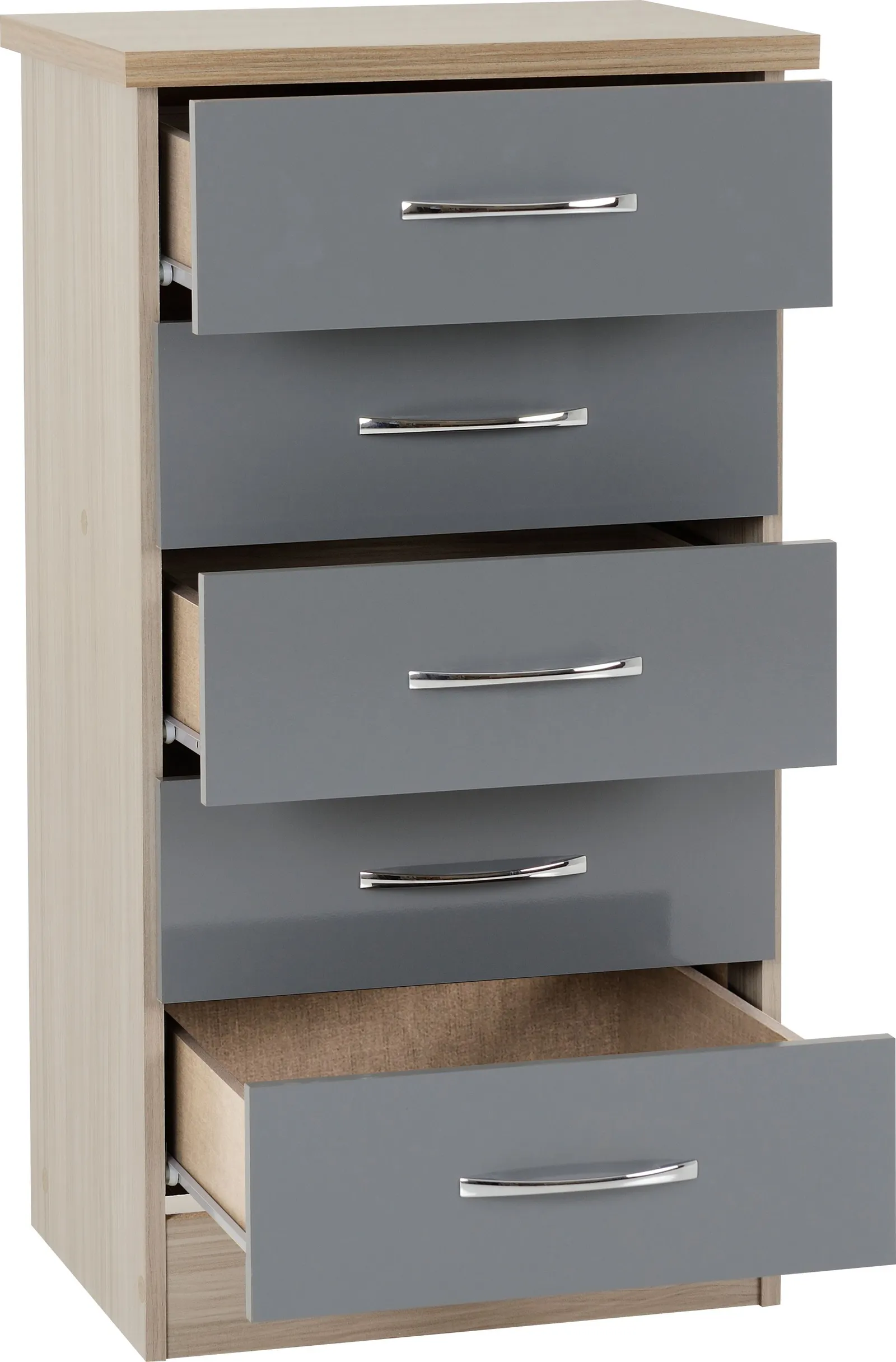 Seconique Nevada 5 Drawer Narrow Chest in Grey 3