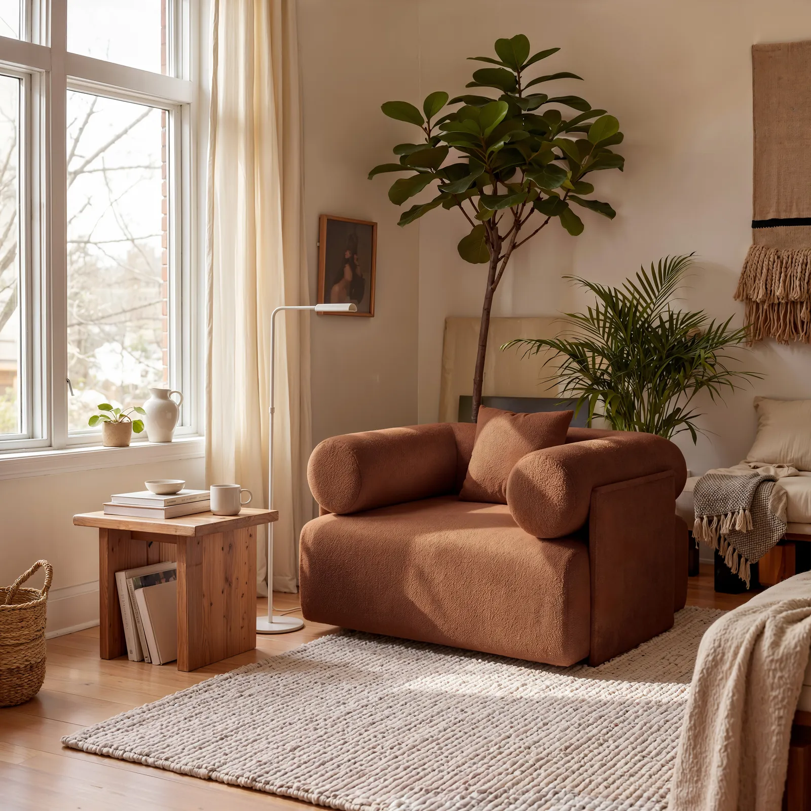Serene Modern Rust Velvet Lounge Accent Chair