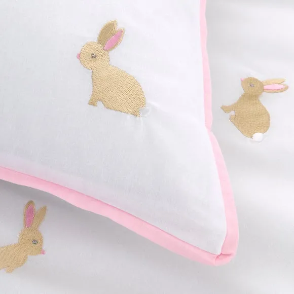Embroidered Bunnies 100% Cotton Quilt Cover & Pillowcase Set 3