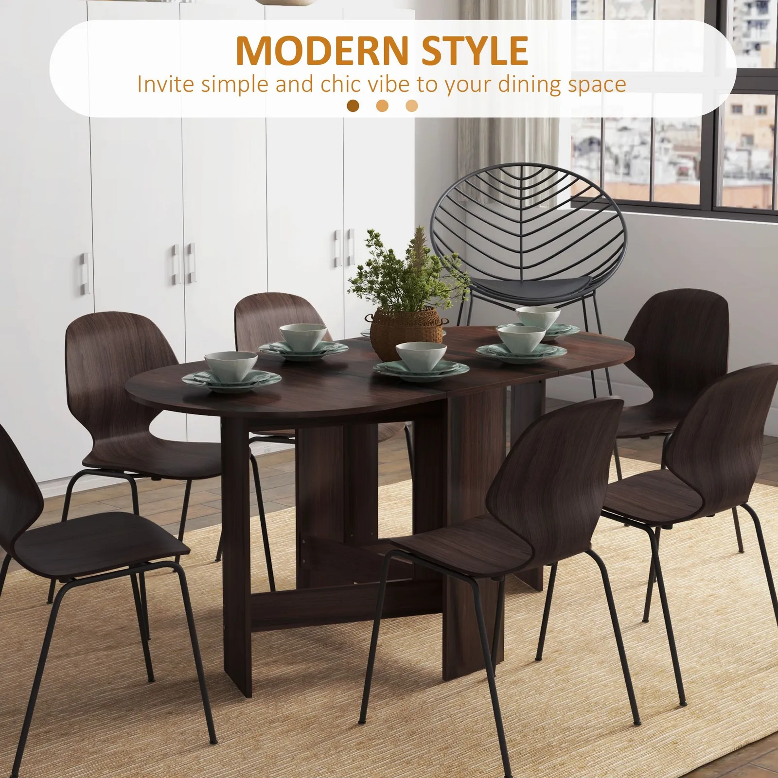HOMCOM Oval Kitchen Table for Dining Room, Small Space in Dark Brown 5