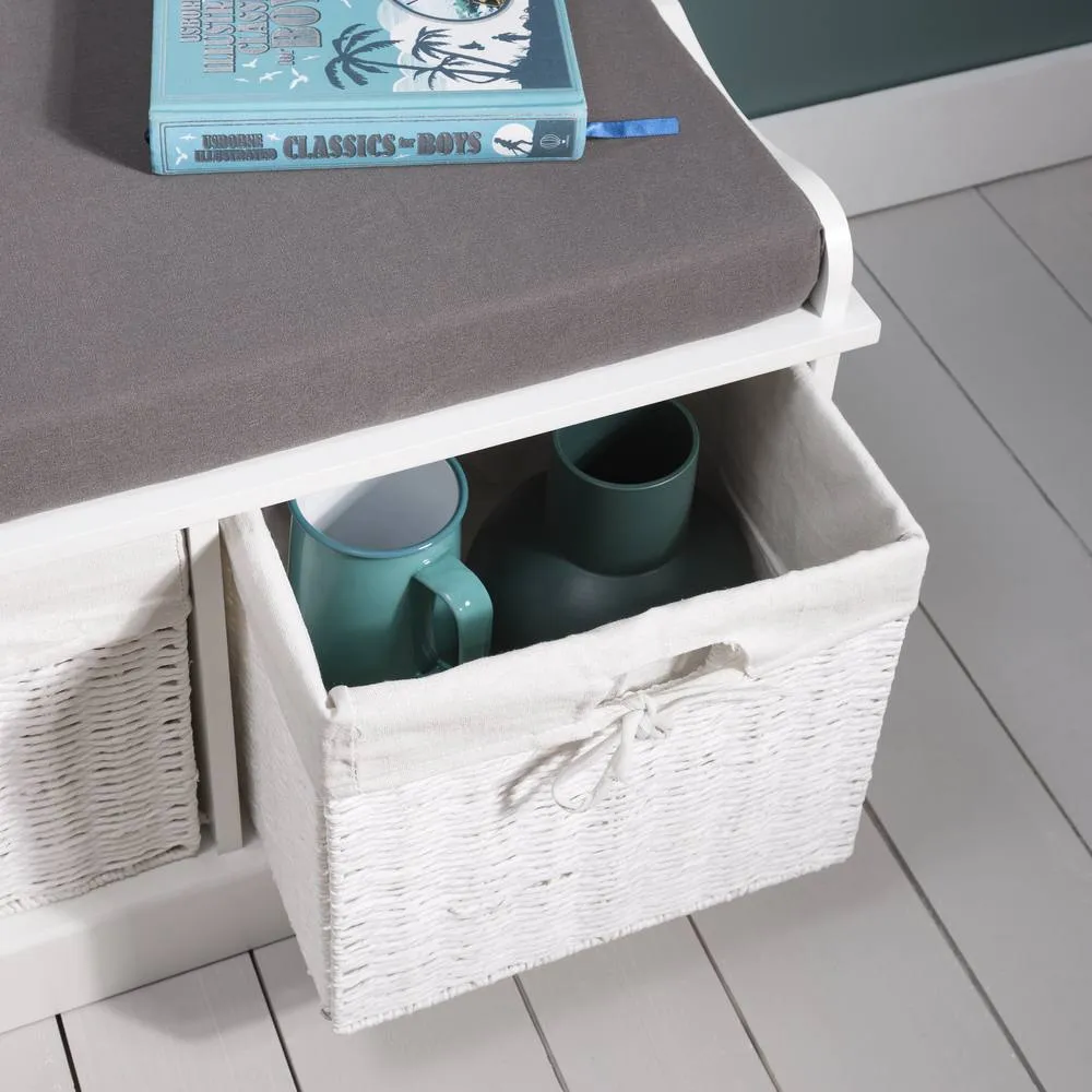 Nöa and Nani Stockholm Storage Bench with 2 Baskets in White 6