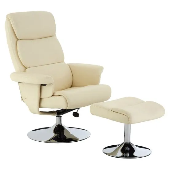 Tenova Faux Leather Recliner Chair With Footstool In White