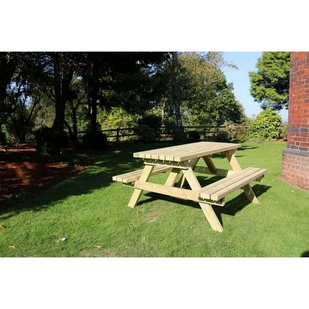 Churnet Valley Garden Furniture Ltd Deluxe Picnic Table, Wooden Furniture - Minimal Assembly Required in Brown 2