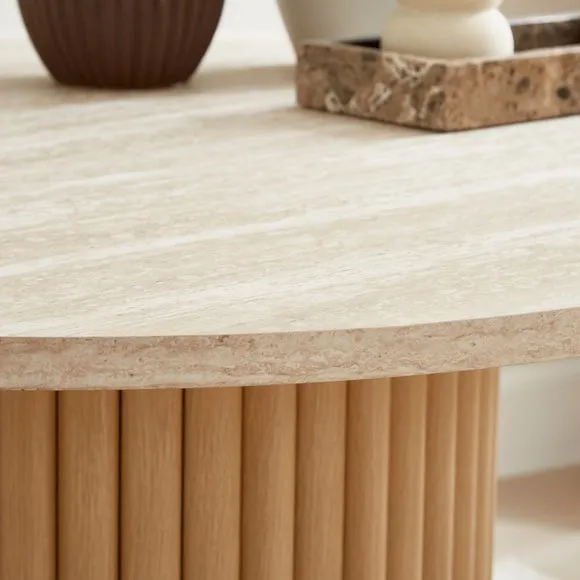 Lucin Travertine Effect 4 Seater Round Dining Table 3