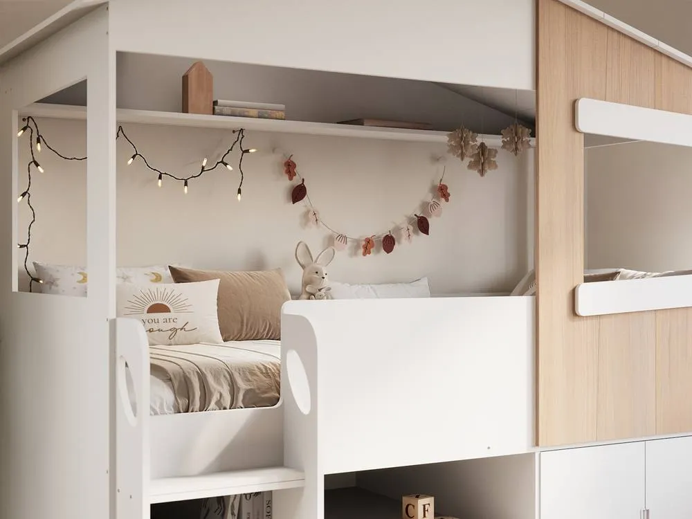 Flair Dreamland House Bed with Storage White & Oak 3