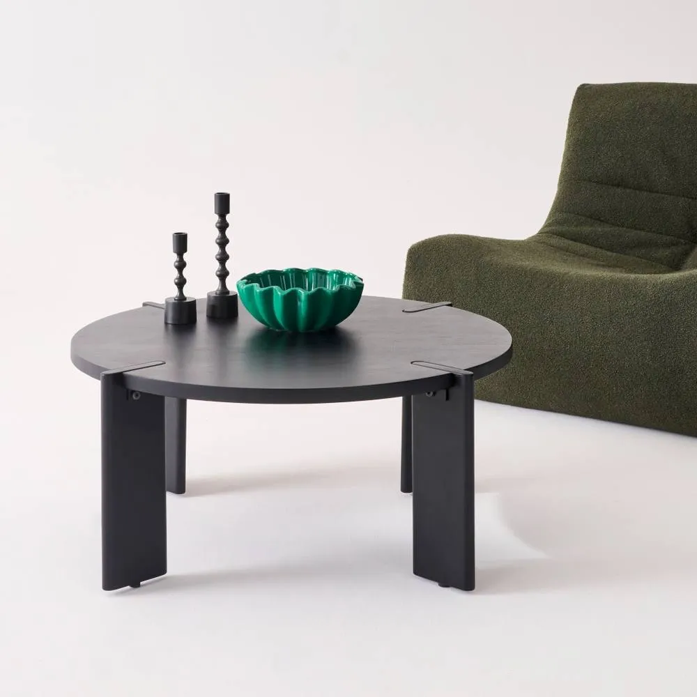 sweeek Exotic Round Solid Wood Coffee Table in Black 1