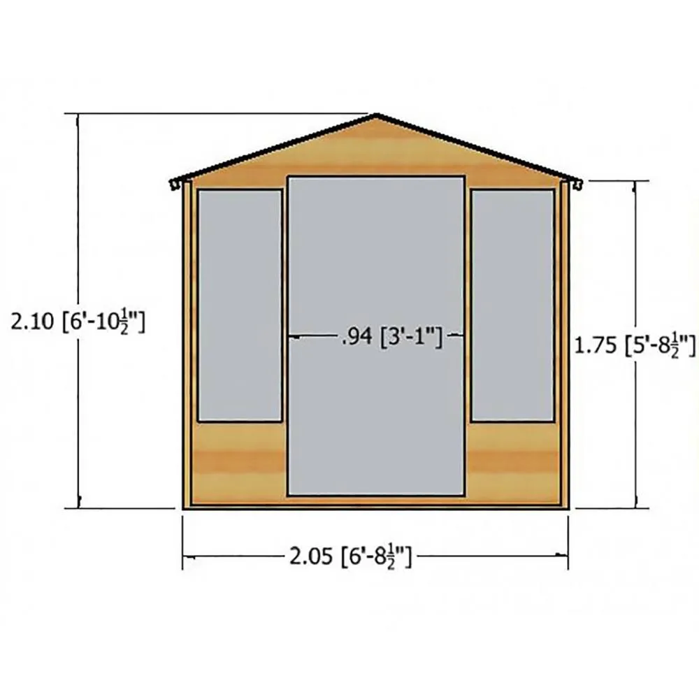 Shires Westminster 13x7 ft Double Door with Opening Windows Summerhouse in Light Brown 3