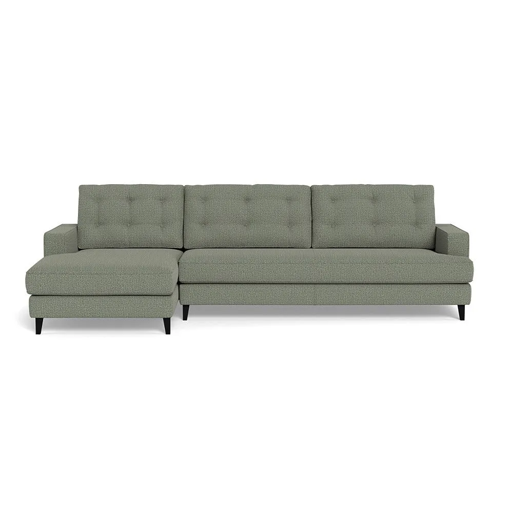 Heal's Mistral Left Hand Facing Corner Sofa Boucle Tweed Lapis Black Beech Feet 1