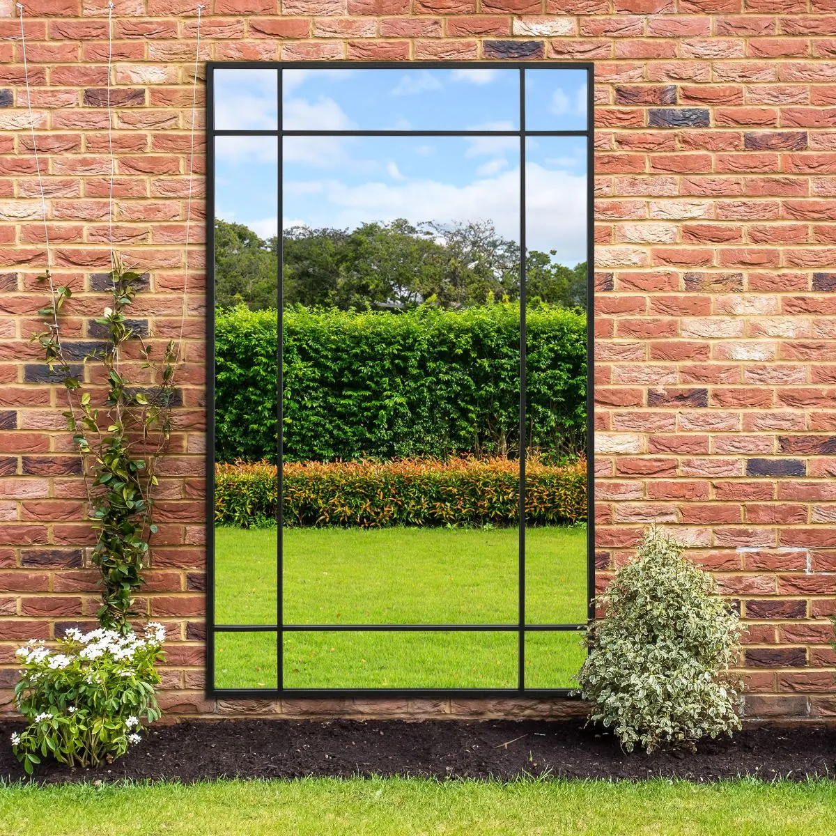 MirrorOutlet Black Contemporary Wall & Leaner Garden Mirror 79"x 47" 200x120cm 6
