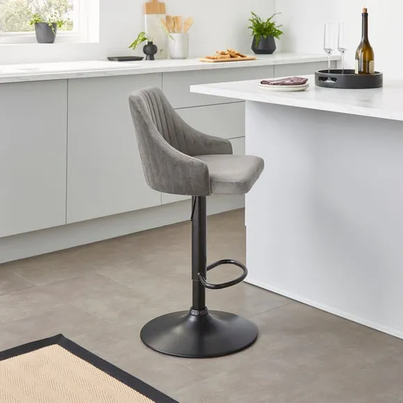 Shea Adjustable Height Barstool, Velvet