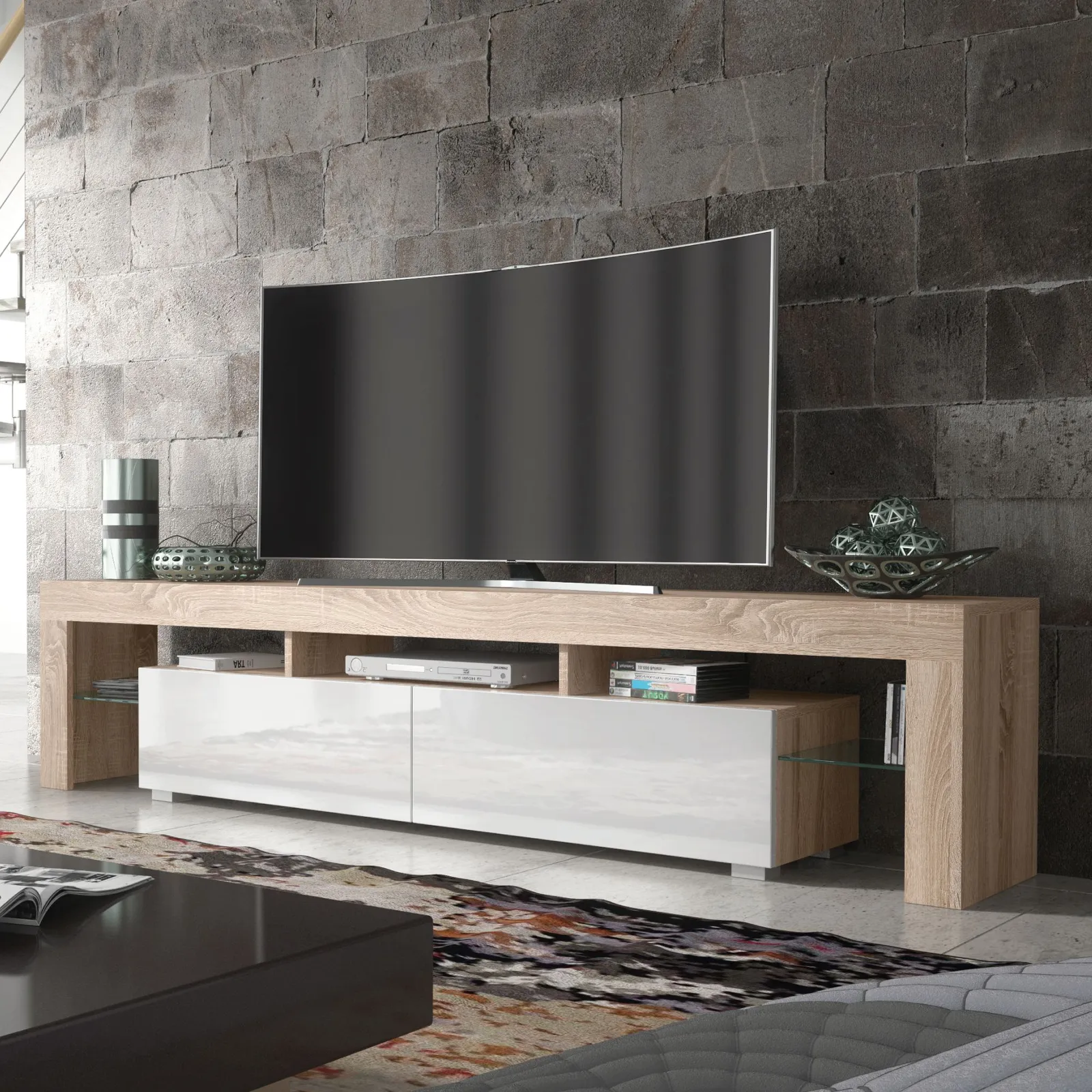 Creative Furniture TV Unit 200cm Sideboard Cabinet Cupboard TV Stand in Light Oak 6