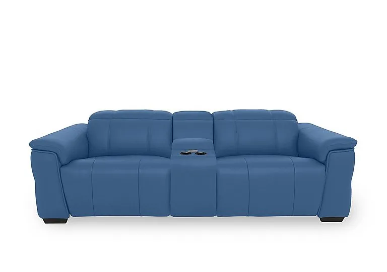 Inca NC Leather 3 Seater Power Recliner Sofa with Pop Up Light Console and Power Headrests - Aegean - Sofas and Armchairs - In Time for Christmas