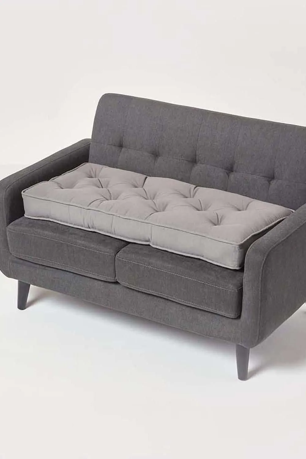 Homescapes Cotton 2 Seater Booster Cushion in Charcoal 1
