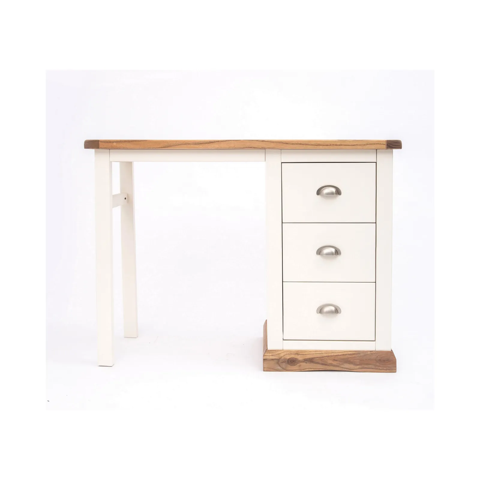 Cabinet Bits Tropea 3 Drawer Desk - Dressing Table Chrome Cup Handle in Off-White