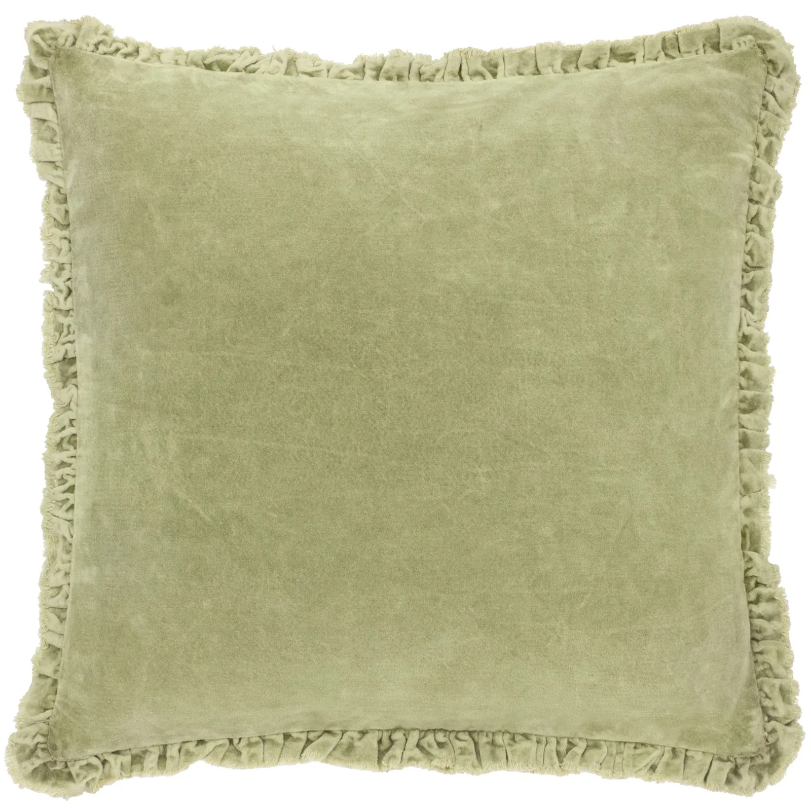 Yard Bertie 100% Cotton Velvet Cushion in Light Green 2