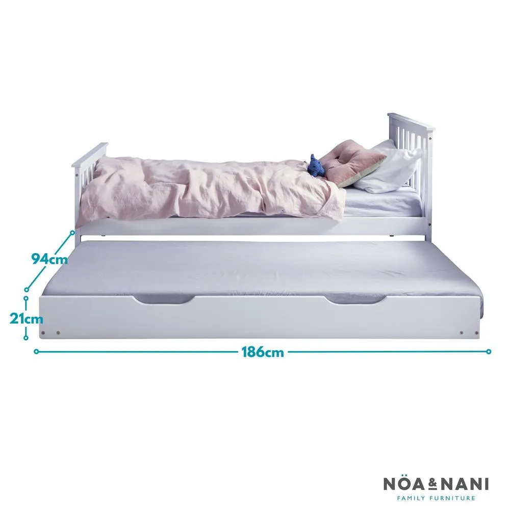 Nöa and Nani Dorset Single Bed with Pull Out Spacesaver Trundle in White 5