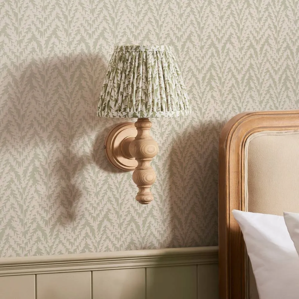 Netlighting Bibury Ash Wall Light Herb Garden Green Fabric Leaf Shade 20cm B22 4