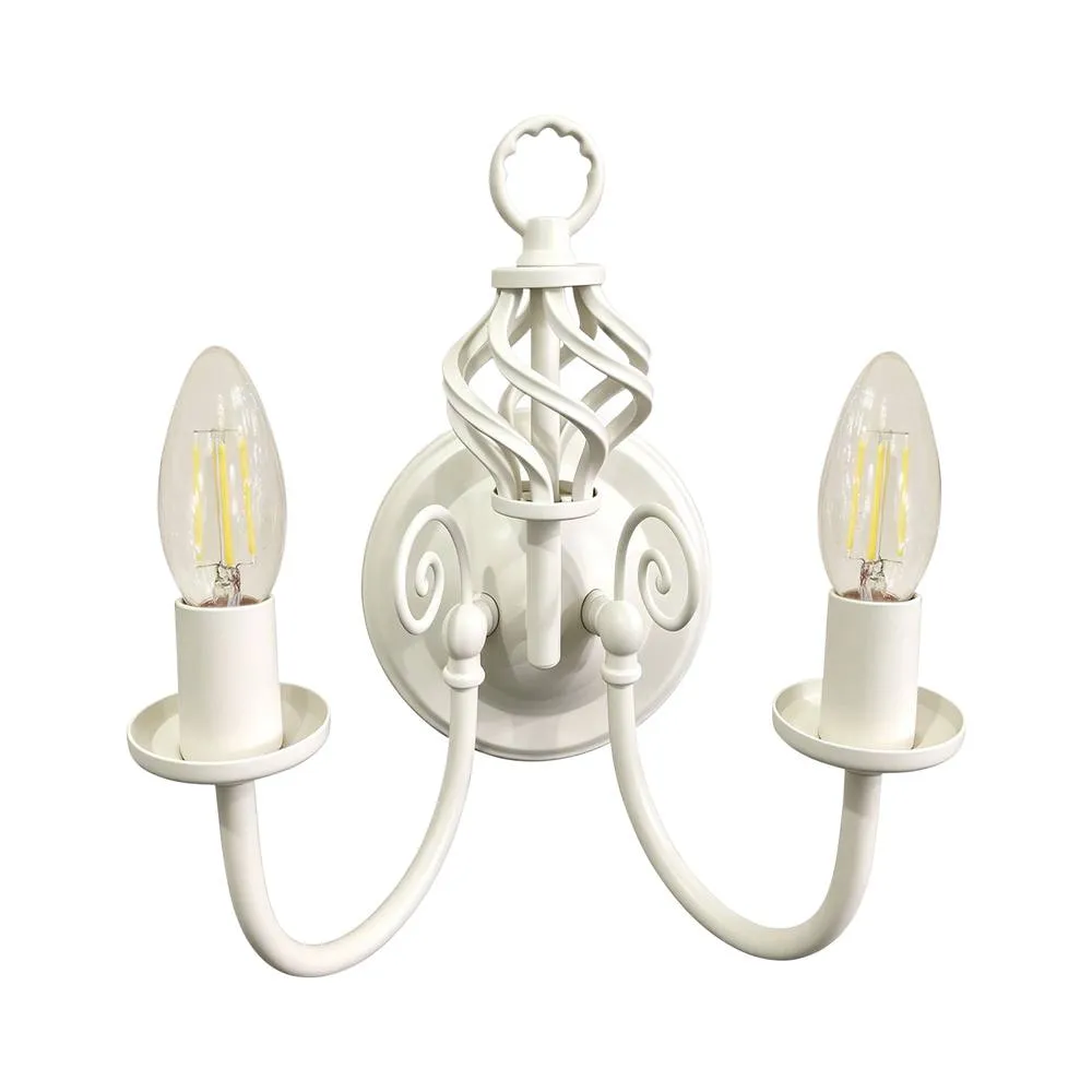First Choice Lighting Set of 2 Barley Twist - Cream Wall Lights 2