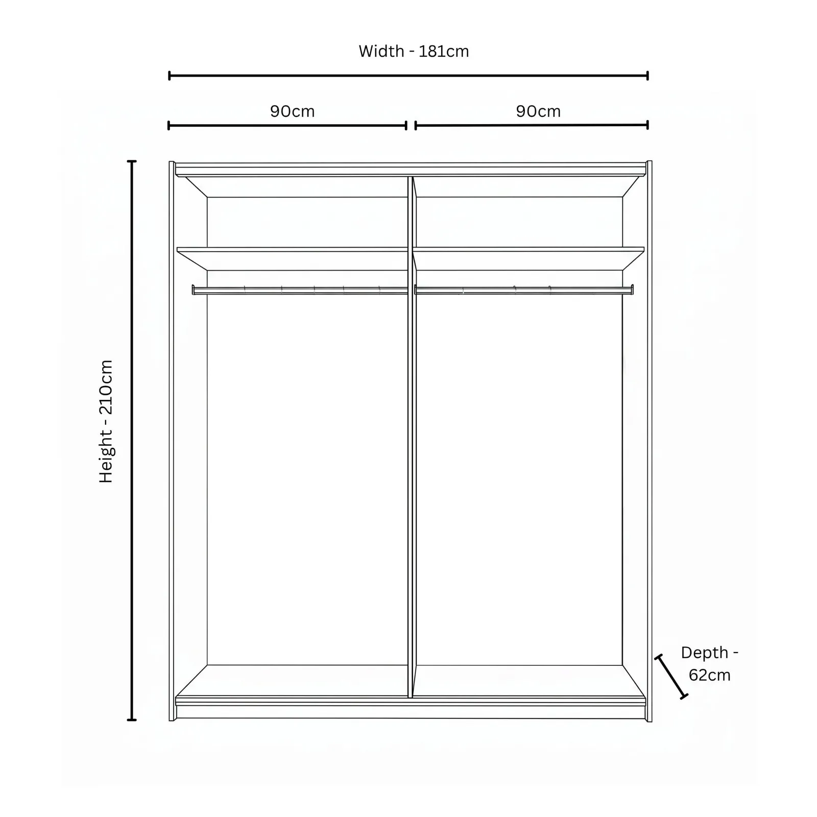 Marais 2 Door Sliding W181Cm 1 Mirror Dr Ward Wood | Barker & Stonehouse 3