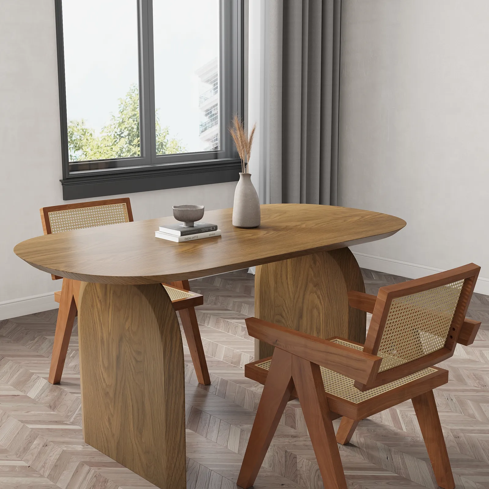 1500mm Walnut Dining Table & 2 Dining Chairs Set