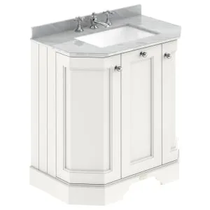 Bayswater Victrion Pointing White Angled Traditional Freestanding Vanity Unit & Grey Marble Top Basin - 750mm