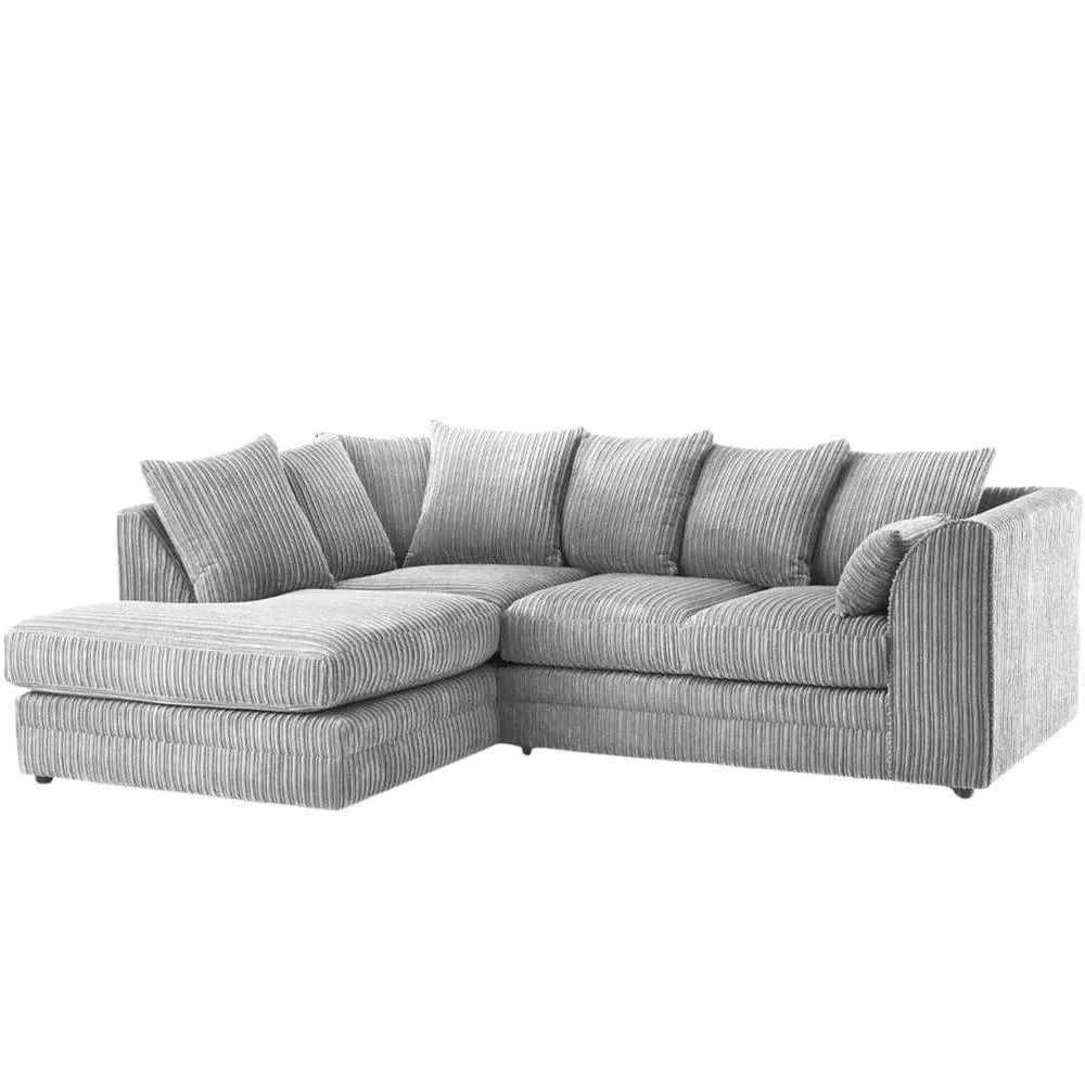 Bliss Furniture Jumbo Cord 4-Seater Left-Hand Corner Sofa in Neutral Silver Colour