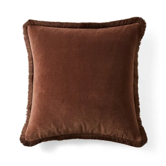 Fringed Cotton Velvet Cushion 1