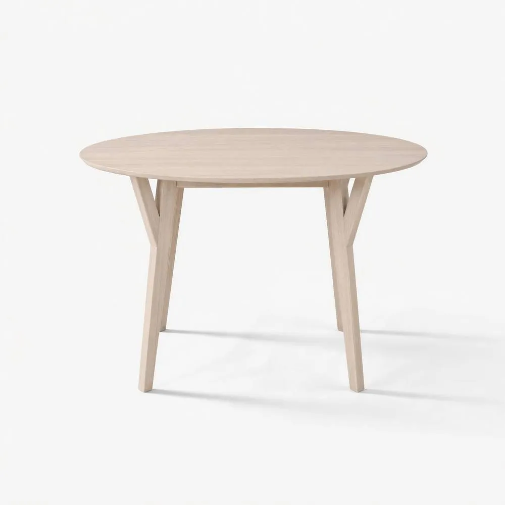 FurnitureboxUK Lynton Whitewashed Round Wood Dining Table 4 Tan Delta Chairs in Off-White 4