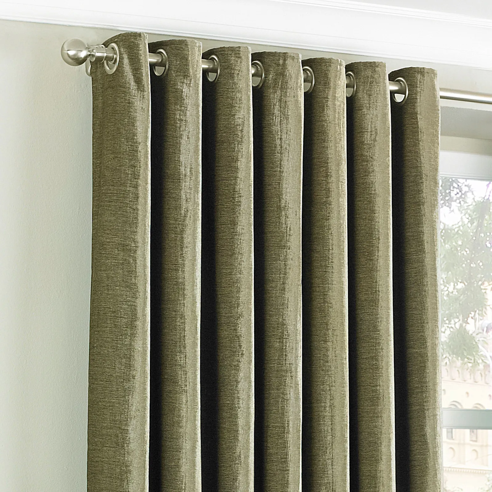 Paoletti Wellesley Eyelet Curtains in Brown 2