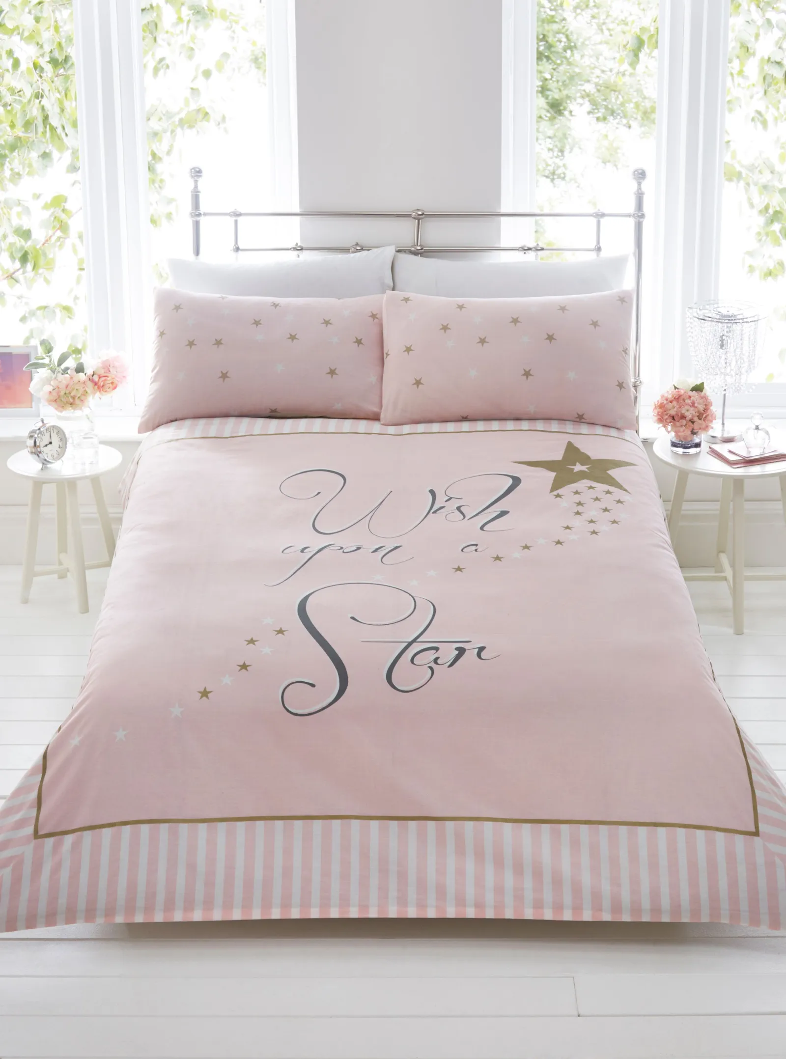 Rapport Home Wish Upon A Star Duvet Cover Set with Pillowcase in Dusty Pink
