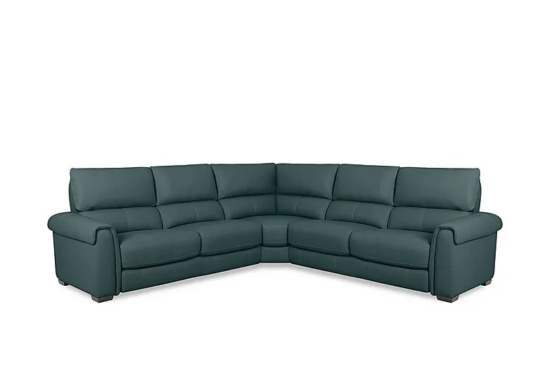 Nixon Leather Large Corner Sofa - BV Lake Green