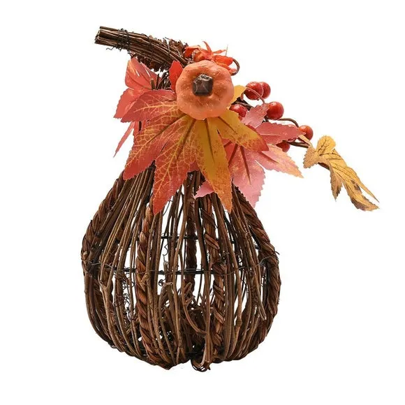 Country Living Natural Rattan Tall Pumpkin Decoration 3