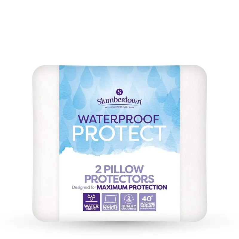 Slumberdown 2 Pack Waterproof Protect Pillow Protector in White