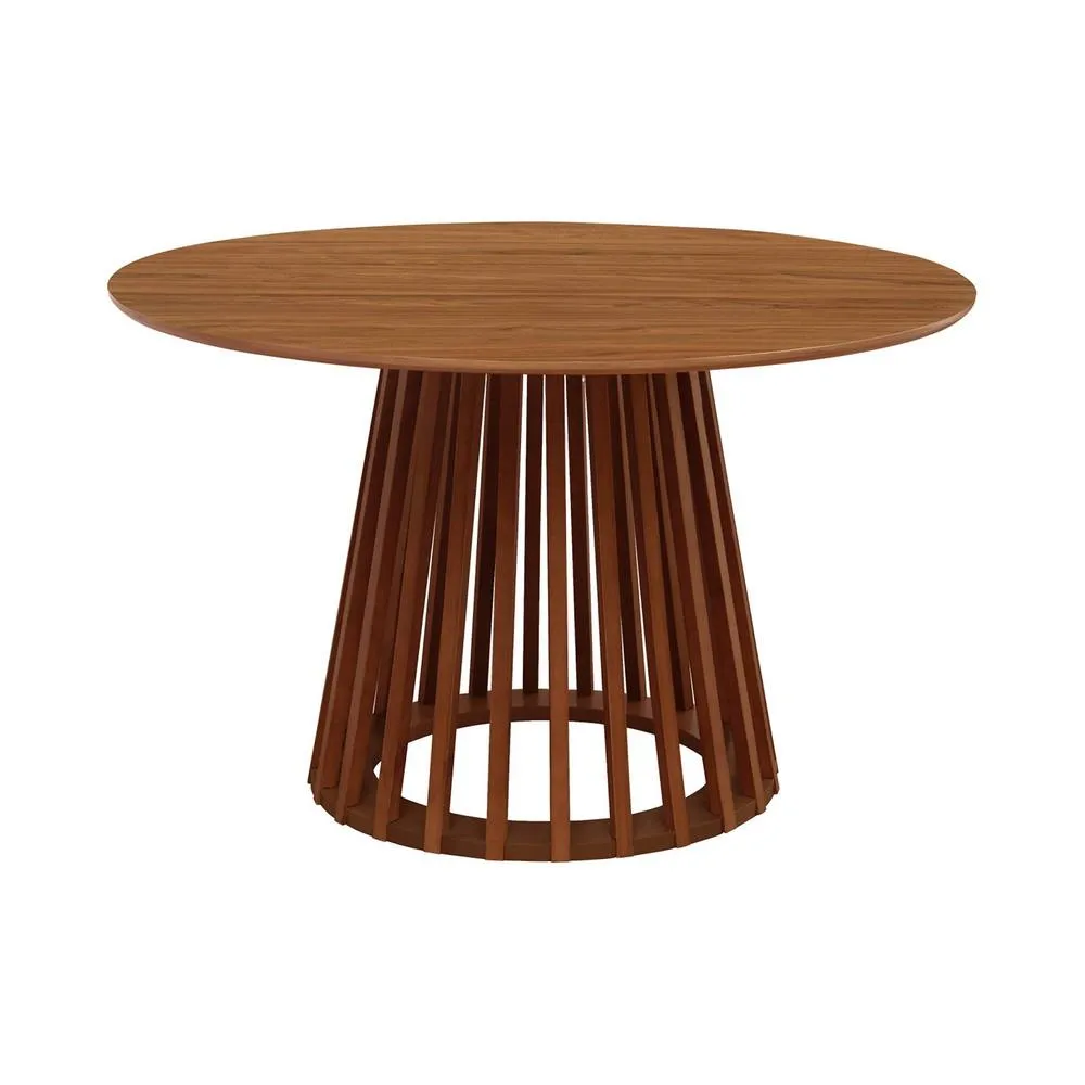 sweeek 4-seater wooden-effect dining table with spruce legs in Dark Brown 2