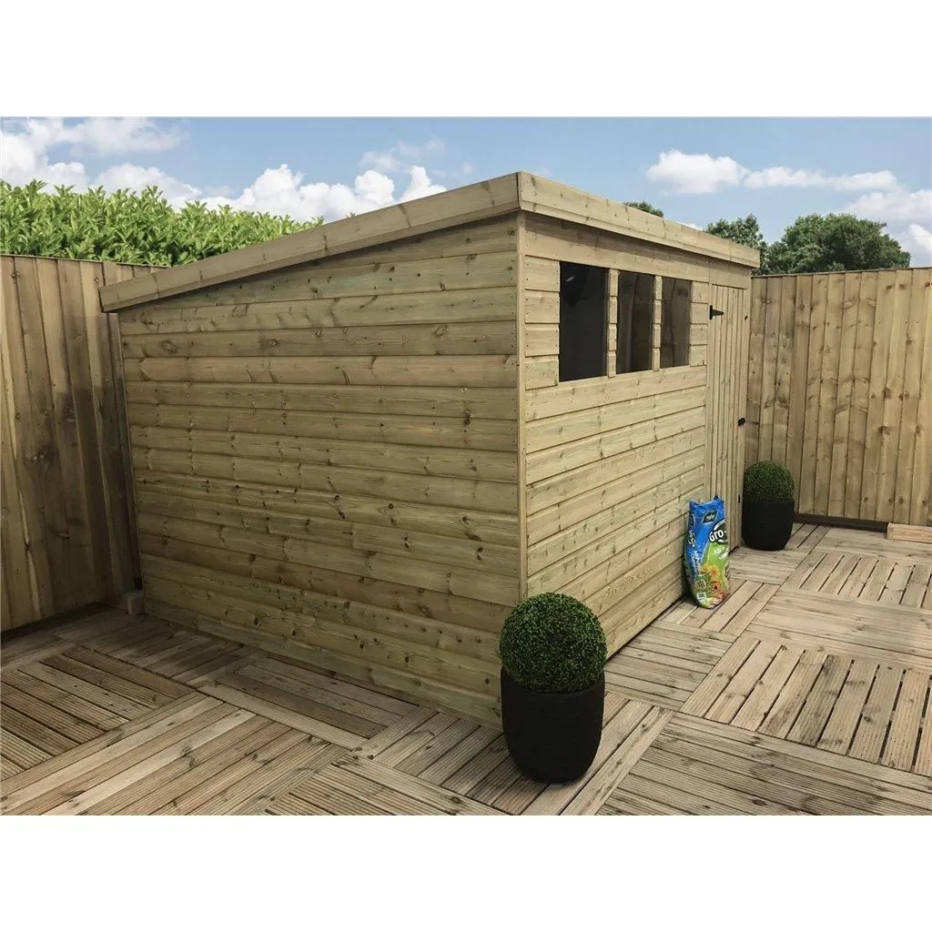 Marlborough 10 x 5 Pressure Treated Pent Garden Shed with Single Door in Natural 3