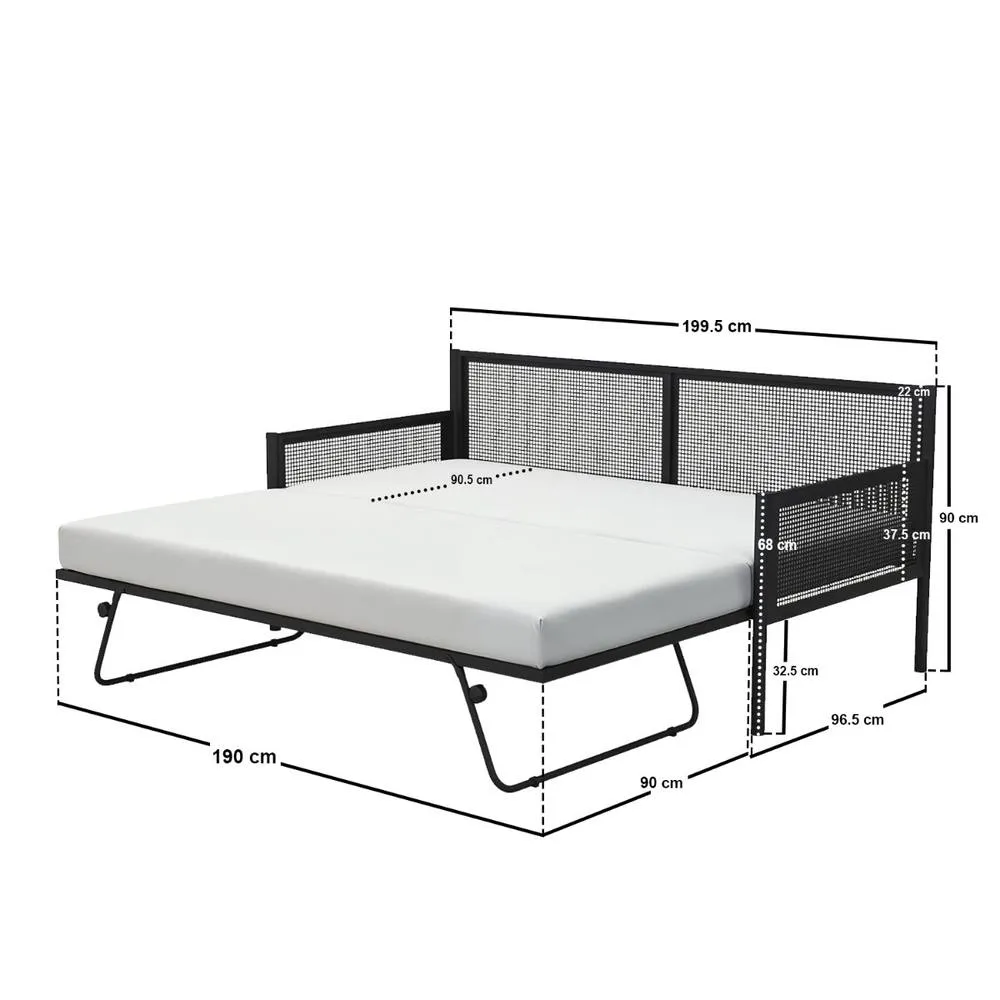 Flair Clay Metal Daybed with Trundle in Black 6