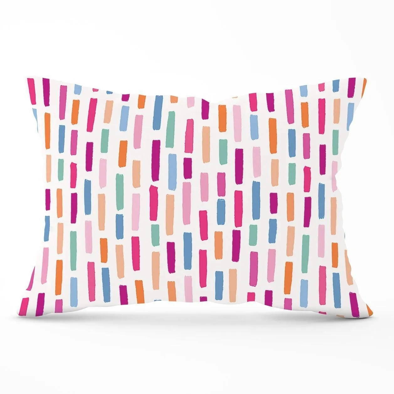 Warren Reed - Designer Vertical Abstract Brush Pattern Cushions in Pink