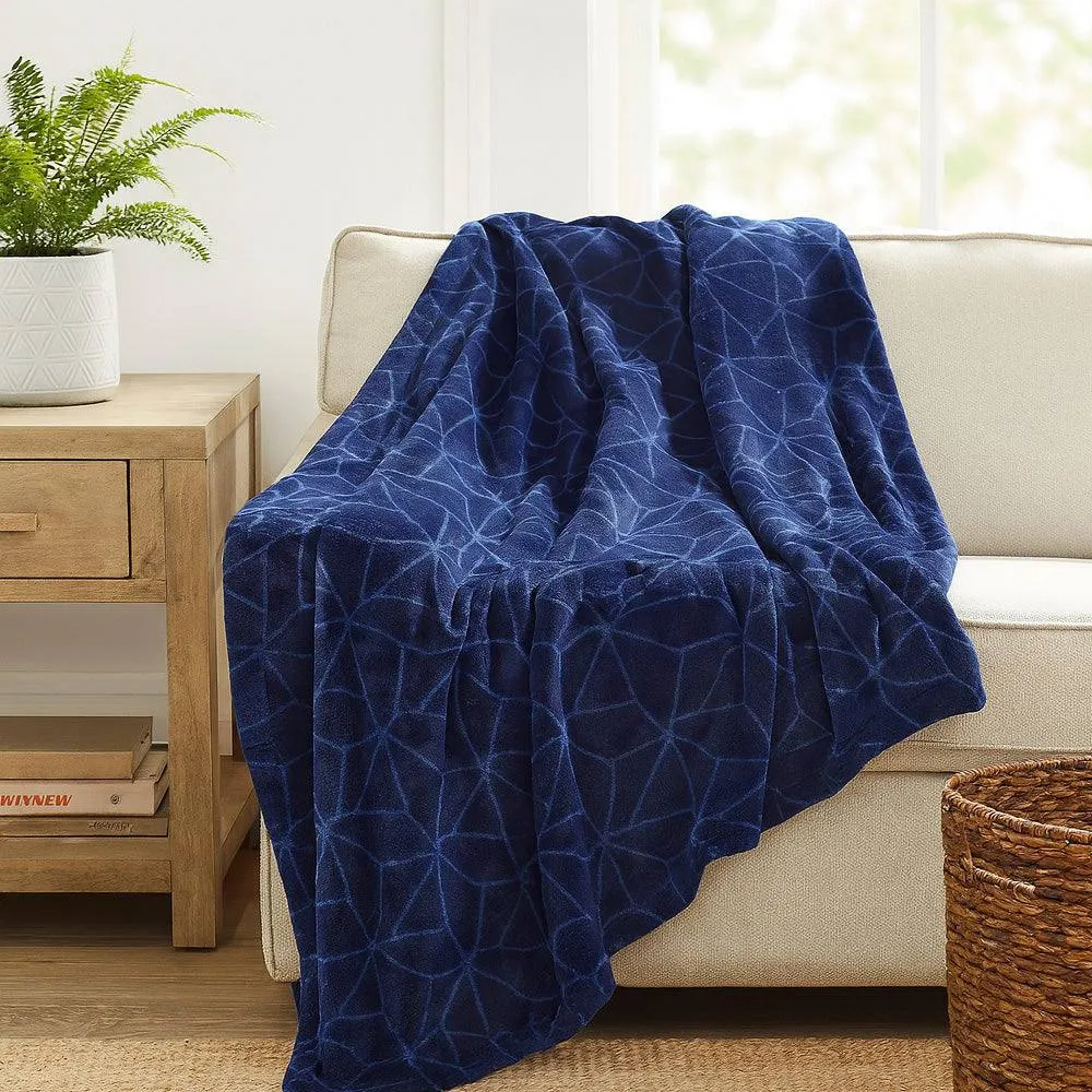 Voltico 2 Pack Fleece Throws - navy & Grey / navy & Red, 100 × 150 cm