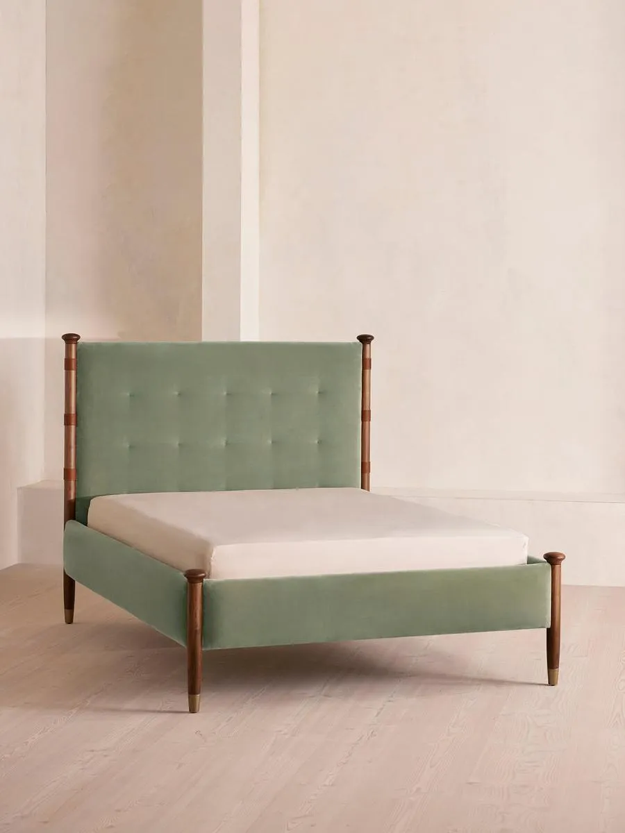 Paolo Bed, Double, Velvet, Seafoam