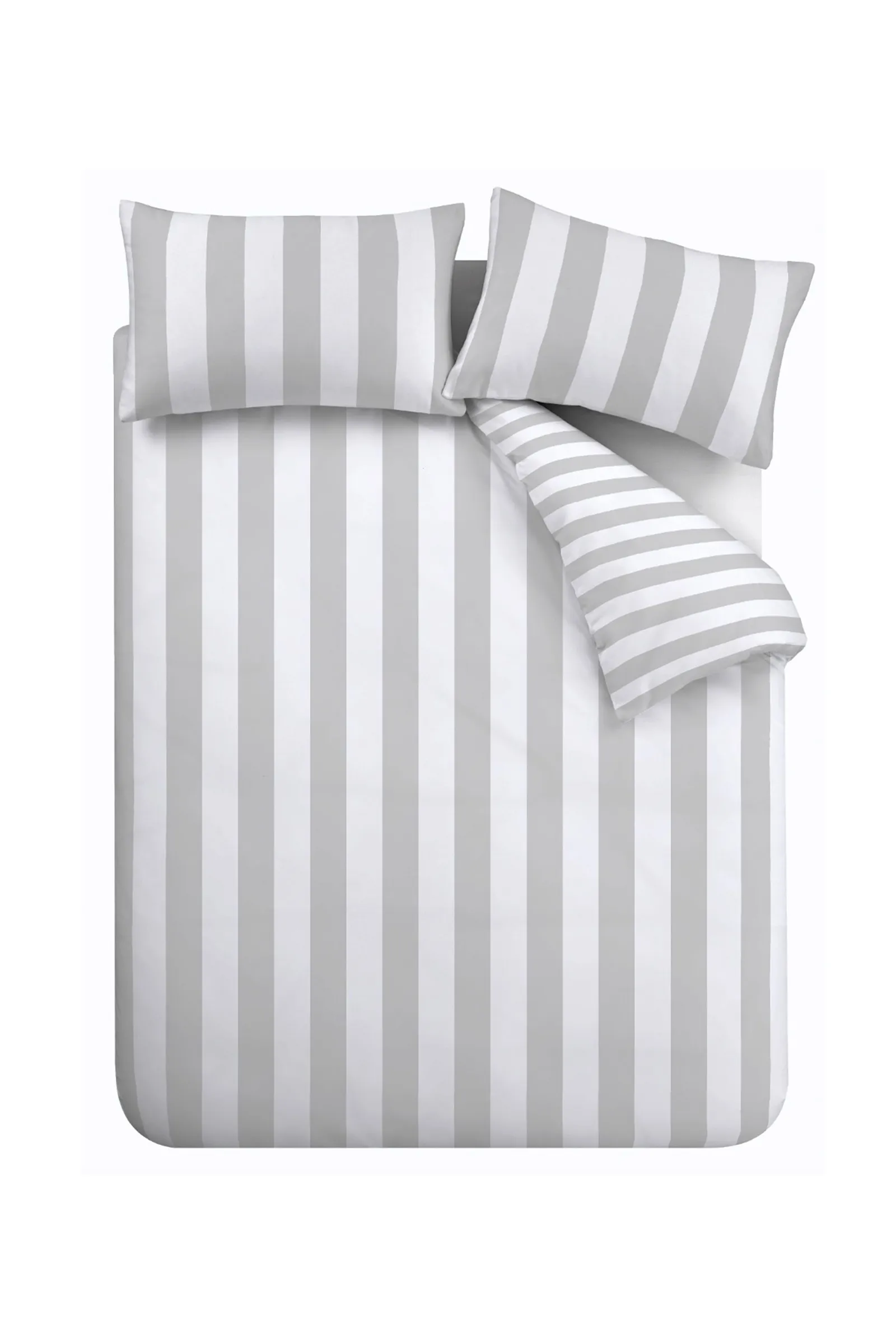 Catherine Lansfield 'Cove Stripe' Reversible Duvet Cover Set in Silver 6
