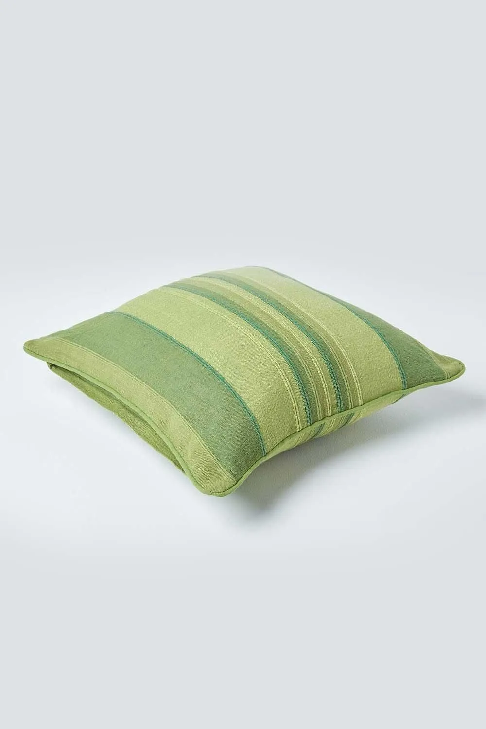 Homescapes Cotton Striped Morocco Cushion Cover in Green 3